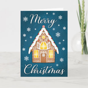 Carte Maison en pain d'épices Joyeux voeux de Noël