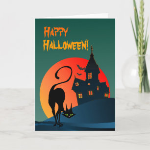 Carte MAISON et CAT NOIR HANTÉS par SHARON SHARPE