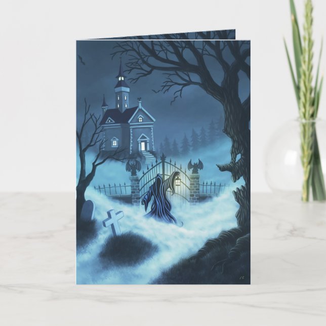 Carte Maison hantée bienvenue gothique halloween art ima (Devant)