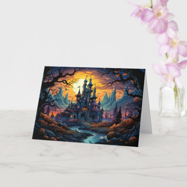 Carte Maison hantée déplaisante | Bonne Halloween (Orchidée)