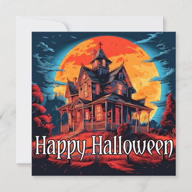 Carte Maison hantée d'Halloween éffrayant (Devant)