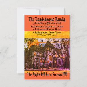 Carte Maison hantée effrayante Texte Halloween
