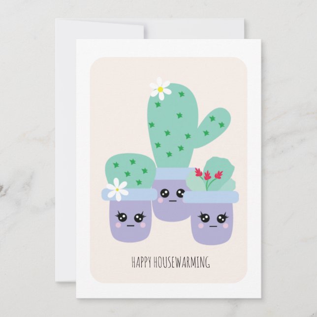 Carte Maison Plante Cute Cactus Nouveau Accueil (Devant)
