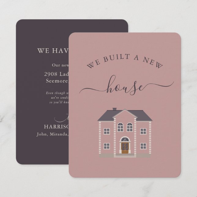 Carte Maison Rose Nous Avons Construit Un Nouveau Faire- (Devant / Derrière)