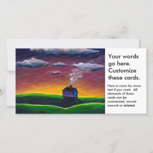 Carte Maison soleil nouvelle année paysage paisible art