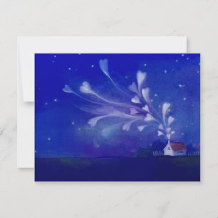 Carte Maison Vierge Remplie De Coeurs Amoureux Nuit Ciel