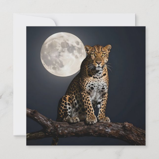 Carte Majestic Leopard and Full Moon Blank (Devant)