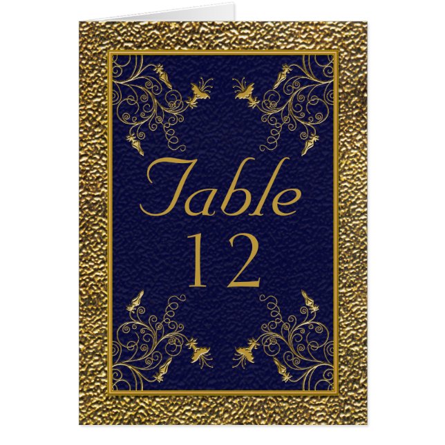 Carte Majestic Navy et Gold Table Card (Devant)