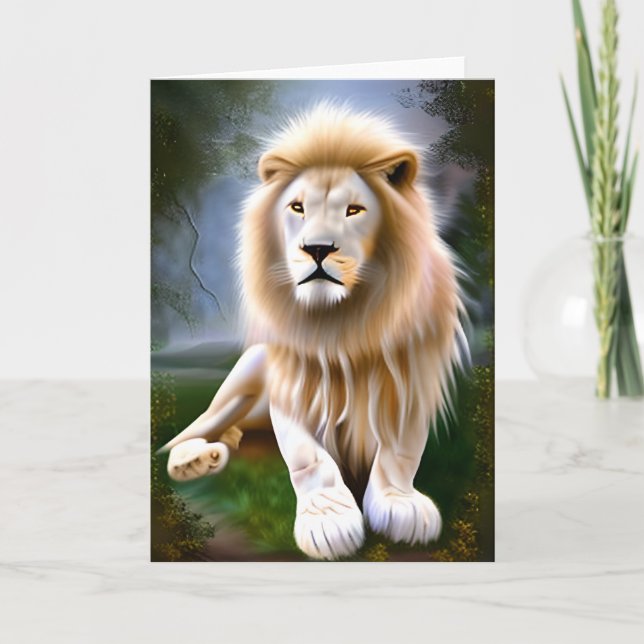 Carte Majestic White Lion Ethereal Art (Devant)