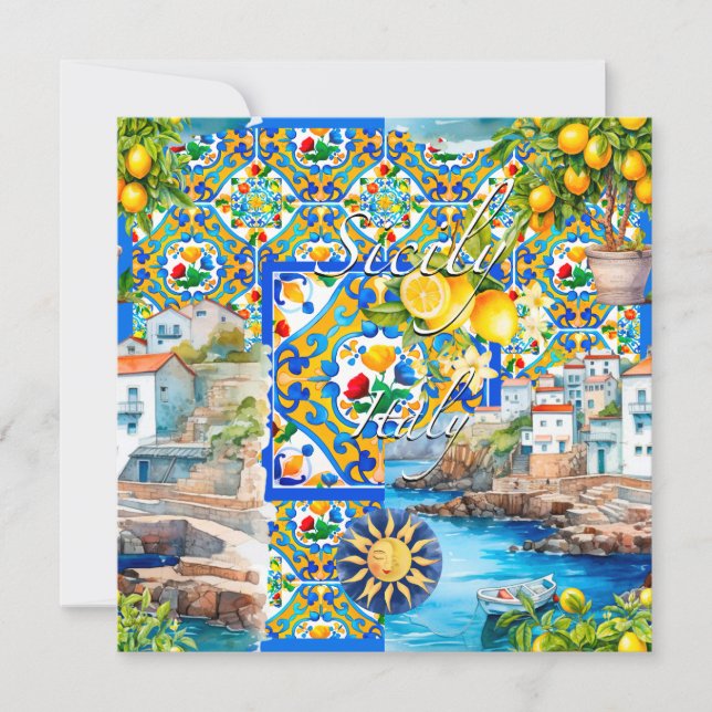 Carte Majolica, citron, carreaux siciliens, (Devant)