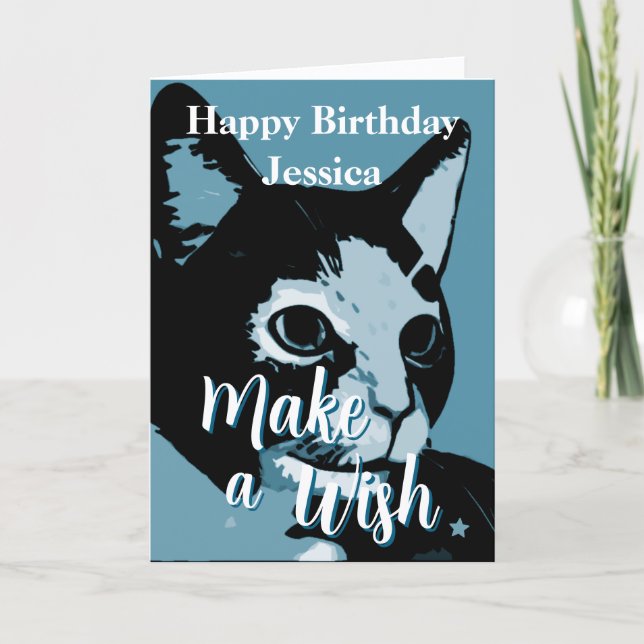 Carte Make A Wsh Cute Artistic Cat Birthday (Devant)