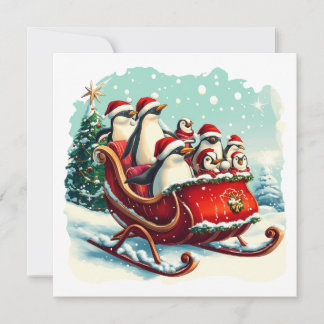 Carte MAKOM1000-Christmas - Penguins in Christmas Sleigh