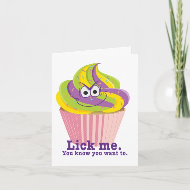 Carte Malicieux Sly Innuendo Cupcake Me Lick Anniversair (Devant)
