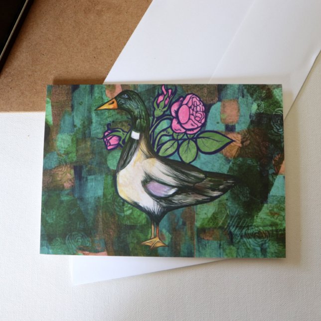 Carte Mallard Duck Nature Amateurs Canards Artwork Rose (Créateur téléchargé)