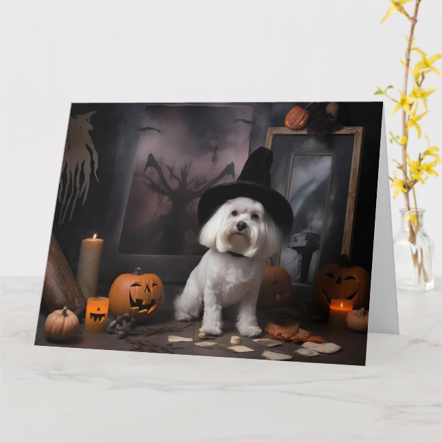 Carte Maltais Citrouille Halloween effroi (Fleur jaune)