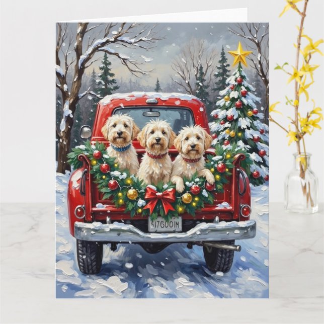 Carte Maltese Christmas Red Truck Holiday (Fleur jaune)