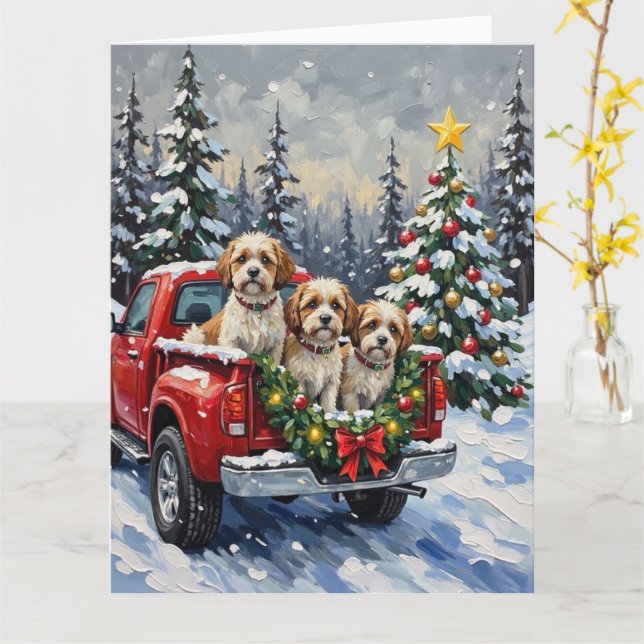 Carte Malti-Tzu Christmas Red Truck Holiday (Fleur jaune)