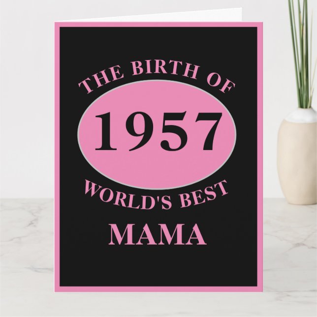 Carte Mama Joyeux Anniversaire Monogramme Nom Année Rose (Devant)