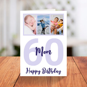 Carte Maman 60e anniversaire Purple Script photo Collage
