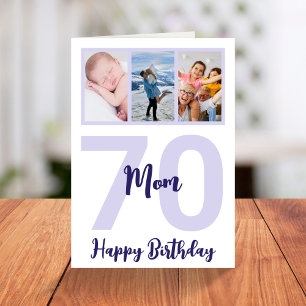 Carte Maman 70e anniversaire Purple Script photo Collage