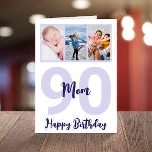 Carte Maman 90e anniversaire Purple Script photo Collage