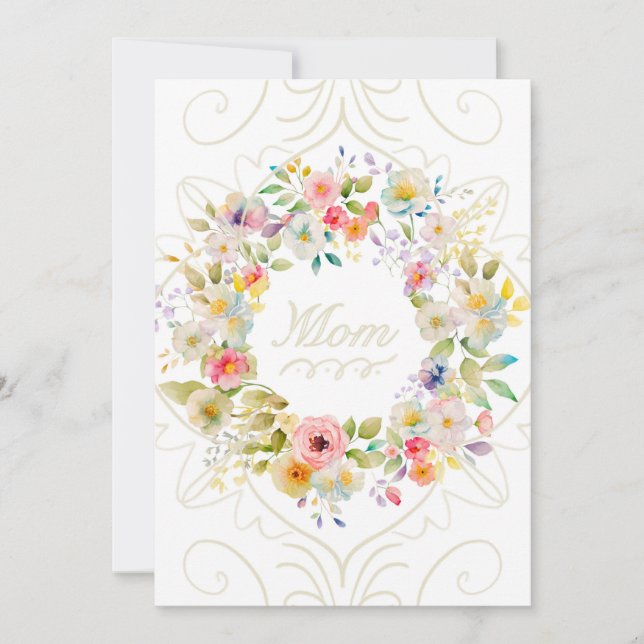 Carte Maman - Belle carte de couronnes florales (Devant)