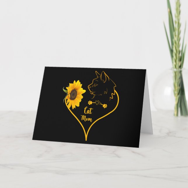 Carte Maman Chat Avec Tournesol Amoureux de Chat Mignon  (Devant)