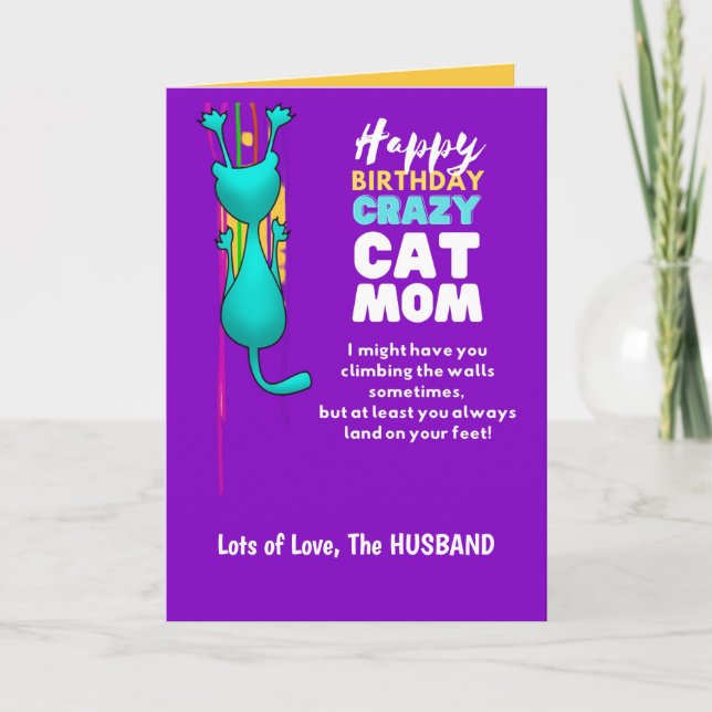 Carte Maman CHAT drôle Anniversaire Femme De Mari (Devant)