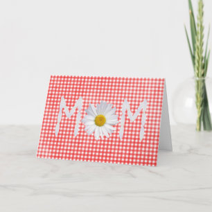 Carte Maman Daisy sur en vichy rouge et blanc