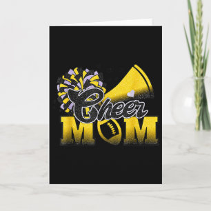 Carte Maman de cheerleader plus grand fan noir jaune