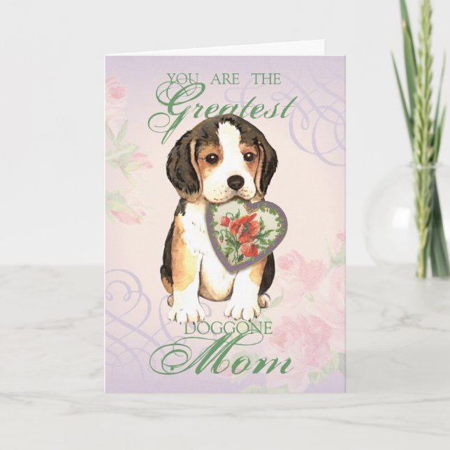 Carte Maman du coeur beagle (Devant)