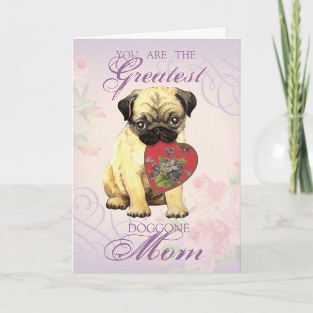 Carte Maman du coeur du carlin (Devant)