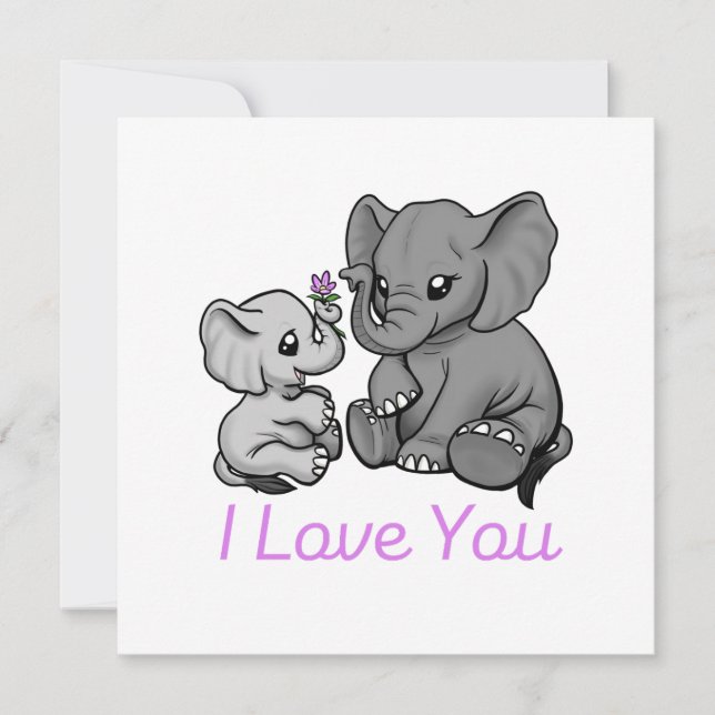 Carte "Maman et bébé éléphant" (Devant)