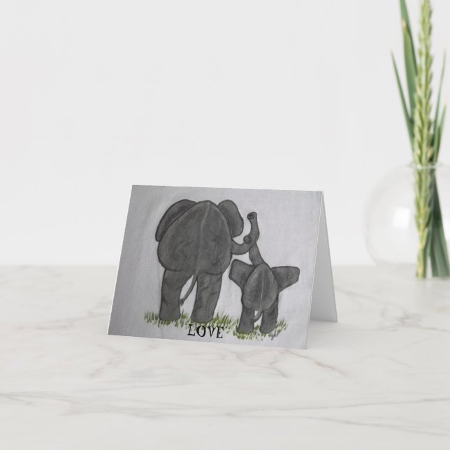 Carte Maman et bébé éléphant - Amour le plus pur (Devant)