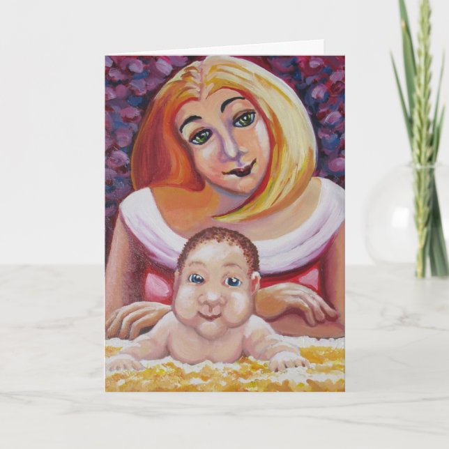 Carte Maman et bébé - Fête des mères (Devant)
