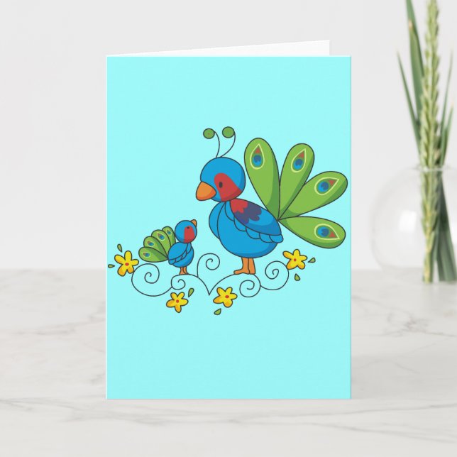 Carte Maman et bébé Peacock (Devant)