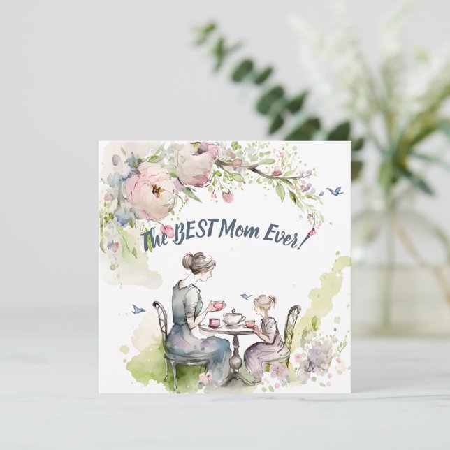 Carte Maman et Fille Tea Party (Debout devant)