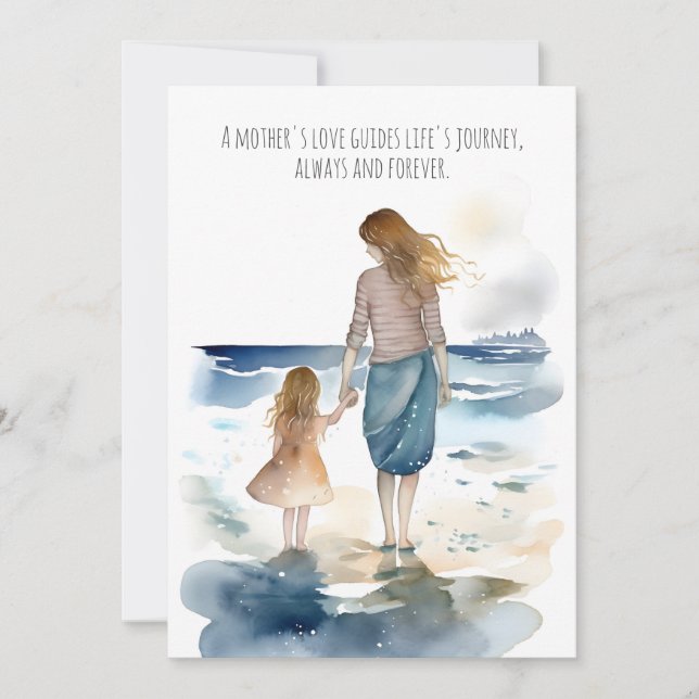 Carte Maman et moi à la plage | Fête des mères (Devant)