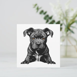 Carte Maman et Papa de chiot Pitbull Noir fidèle et fier