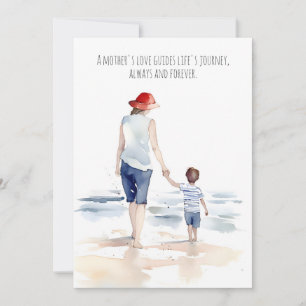 Carte Maman et son fils à la plage   Fête des mères
