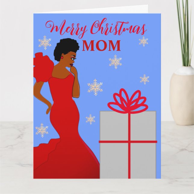 Carte Maman Glam African American Christmas Card (Devant)
