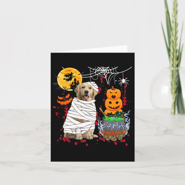 Carte Maman Golden Retriever Chien Halloween Chien Pum d (Devant)