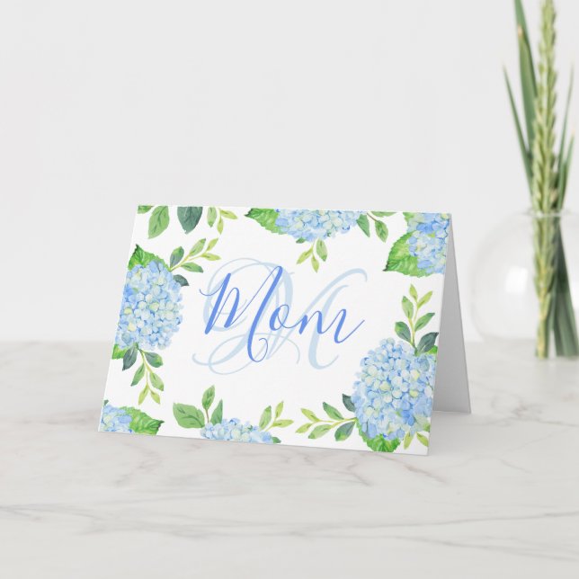Carte Maman Hydrangea Aquarelle Florale Fête des Mères (Devant)