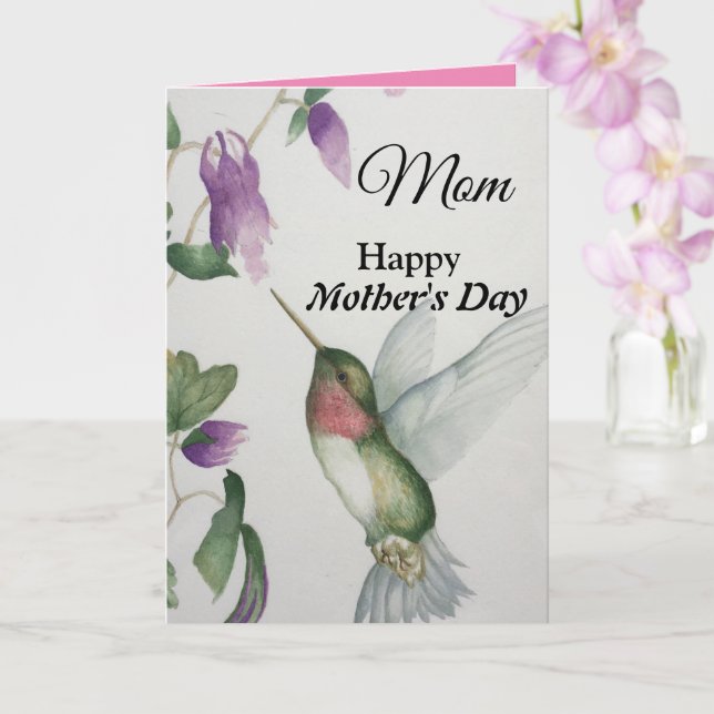 Carte Maman Joyeuse fête des mères Joli colibri (Orchidée)