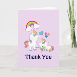 Carte Maman Mignonne & Bébé Licorne Magique Merci