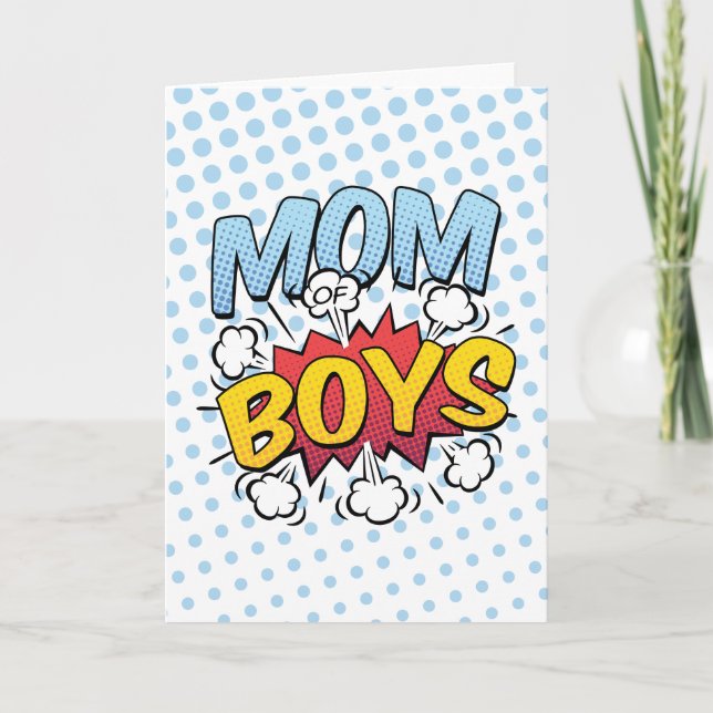 Carte Maman of Boys Fête des Mères Bande dessinée Style  (Devant)