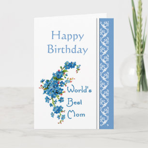 Carte Maman Poème d'anniversaire & Forget-Me-Not Flowers