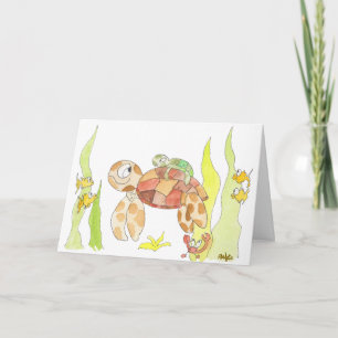Carte Maman Tortue de Mer et Bébé