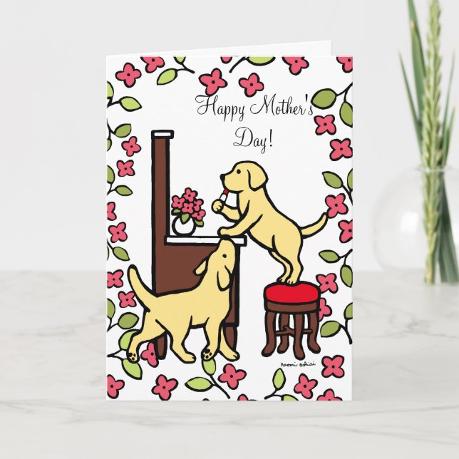 Carte Maman's Yellow Lab Puppy Duo (Devant)