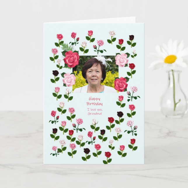 Carte Mamie, Anniversaire, Rose (Petite plante)